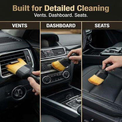 Car Detailing Brush Set, Soft Bristle Interior Cleaning Brushes for Car Dust Removal, Dashboard, Air Vent and Seat Crevice Cleaning (10Pcs With Dust Cover + 2Pcs Long Handle) - color: 10Pcs With Dust Cover + 2Pcs Long Handle