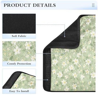 2 PCS Soft Auto Seat Belt Cover Seatbelt Cushions Shoulder Pad Compatible with All Cars and Backpack Pale Green and Yellow Flowers Medium