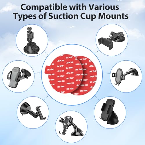 pop-tech 90mm(3.54") 4pcs 3M Sticky Pads Replacement for Car Phone Mount Windshield Dashboard,3M VHB Heat Resistance Circle Double Sided Heavy Duty Mounting Tape Adhesive for Suction Cup Phone Holder