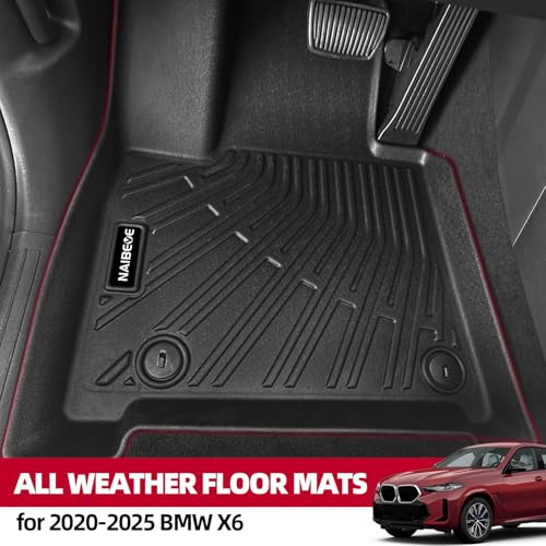 Naibeve Floor Mats for 2020-2025 BMW X6 M/M50i/sDrive40i/xDrive40i G06 - All Weather Custom Fit for BMW X6 Floor Mats & Cargo Mats & Backrest Mat Accessories - size: X6 2020-2025 Full Set