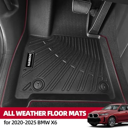 Naibeve Floor Mats for 2020-2025 BMW X6 M/M50i/sDrive40i/xDrive40i G06 - All Weather Custom Fit for BMW X6 Floor Mats & Cargo Mats & Backrest Mat Accessories - size: X6 2020-2025 Full Set