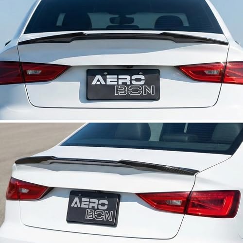 AeroBon Real Carbon Fiber Trunk Spoiler Compatible with 2014-2020 Audi A3 S3 RS3 Spoiler 8V Sedan Rear Spoiler (MV Style) Motorsport Version - size: MV