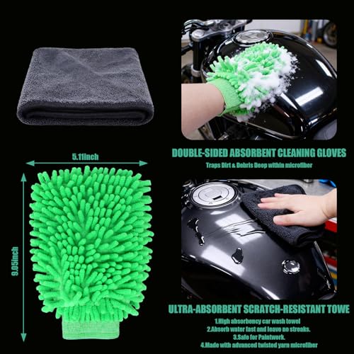 13PCS Motorcycle Cleaning Kit, Motorcycle Detailing Kit Overall Cleaner Tools Car Washing Brush Rims Cleaning Kit Chain Tire Wheel Brush Set Chain Tire for Car Bike Motorbike