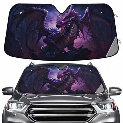 Windshield Sun Shade Dragon Purple Front Window Block UV Shades Visor Reflective Retractable for Car SUV Trucks - color: F012