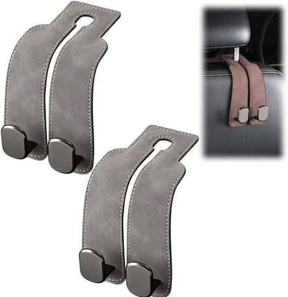 Headrest Hooks for Car,2026 New Two Hook Fur Leather Seat Back Headrest Hanger (2PCS-Gray) - color: 2PCS-Gray