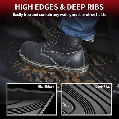 LASFIT Floor Mats for Hyundai Santa Fe 2021 2022 2023 (Only Fit Gas, Not Fit Hybrid or PHEV), All Weather TPE Custom Fit Car Floor Liners 1st & 2nd Row Mats Accessoires, Black - size: 2)For Hyundai Santa Fe | 2021-2023 | Gas