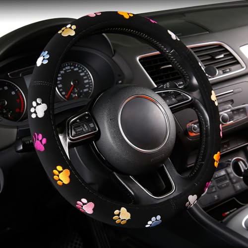 Cute Steering Wheel Covers Stitched Paws Claws,Universal fit Most Sedan SUV - color: paw