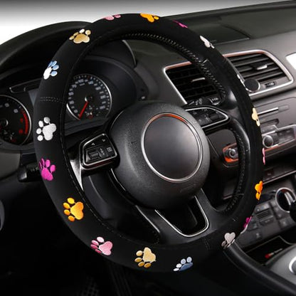 Cute Steering Wheel Covers Stitched Paws Claws,Universal fit Most Sedan SUV - color: paw