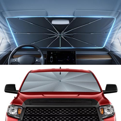 Autorder Windshield Sun Shade Umbrella for 2007-2025 Toyota Tundra Accessories,Upgraded Ice Crystal Material,Easy Setup Umbrella Sunshade for Car Windshield,100% Sun Blocking - size: Toyota Tundra 2007-Present