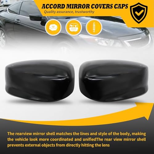 2PCS Front Driver and Passenger Side Black Rearview Mirror Caps Compatible with Accord 2008 2009 2010 2011 2012 2013