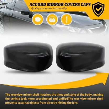 2PCS Front Driver and Passenger Side Black Rearview Mirror Caps Compatible with Accord 2008 2009 2010 2011 2012 2013