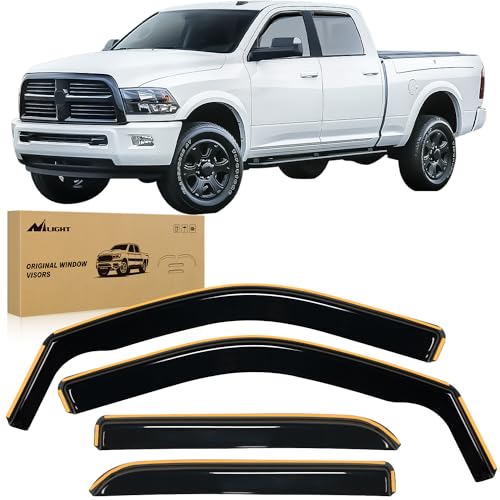 Nilight in Channel Rain Guards for Ram 1500 2009 2010 2011 2012 2013 2014 2015 2016 2017 2018 Crew Cab, 2019-2023 Ram 1500 Classic Body, Original Window Deflectors, Vent Window Visors-4PCS - size: Ram 1500 2009-2018 Crew Cab