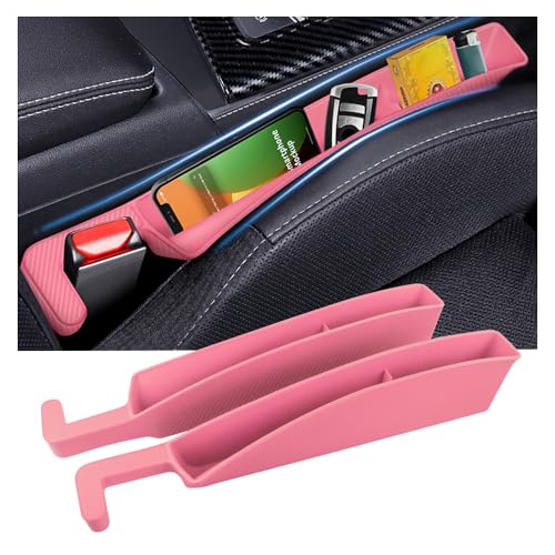 2PCS New Car Seat Gap Filler with 2 Storage Areas,Stylish Car Seat Gap Storage for Stabilizing Phone,Keys Wallet,Universal Car Seat Gap Filler Organizer (Carbon Pink) - color: Carbon Pink