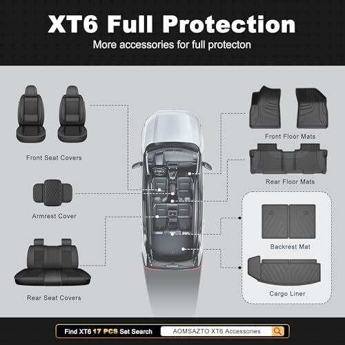 Cargo Liner & Third Row Seat Back Mats Custom Fit for Cadillac XT6 2020–2025 2026, TPE All Weather Waterproof Rear Cargo Mat Rear Trunk Liner Back Seat Cover Protector Trunk Mat Tray Pad Boot - style: 3) for Cadillac XT6 2020-2026 Cargo Liner & Seat Back