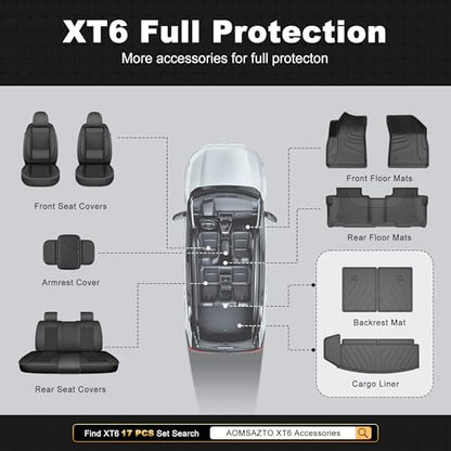 Cargo Liner & Third Row Seat Back Mats Custom Fit for Cadillac XT6 2020–2025 2026, TPE All Weather Waterproof Rear Cargo Mat Rear Trunk Liner Back Seat Cover Protector Trunk Mat Tray Pad Boot - style: 3) for Cadillac XT6 2020-2026 Cargo Liner & Seat Back
