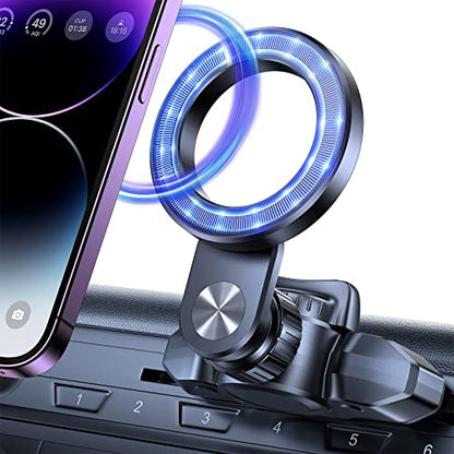 OQTIQ for MagSafe CD Phone Mount[Hollow Ring Design] Magnetic Phone Holder for Car CD Phone Holder Mount for iPhone 16 15 14 13 Pro Max Mini Plus MagSafe Case All Phones - color: Black-Magsafe