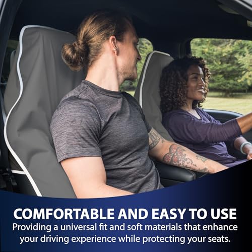 Dri Seats Waterproof Car Seat Cover – Premium Sweat Towel with Slip Resistant Backing for Front Seats in Cars, Trucks, SUVs – Universal Seat Covers & Liner, Easy Install (Gray, Large) - color: Gray, size: Large