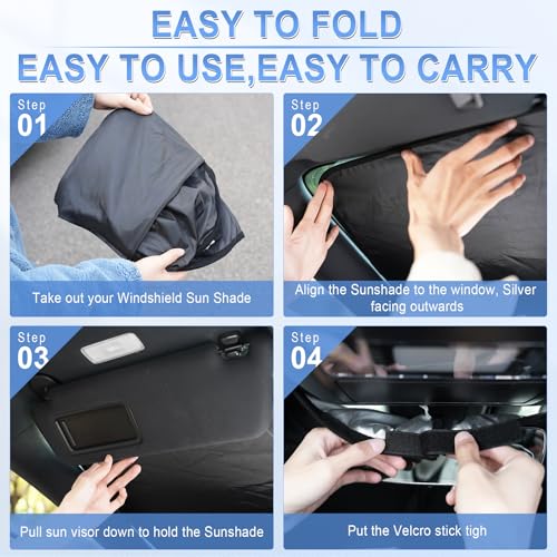 SINGARO 300T Universal Car Windshield Sun Shade, Foldable Reflective for Windshield & Window Shades with Overlapping Design, Car Interior Accessories (68.8" L x 35" W) - size: Pickup Truck