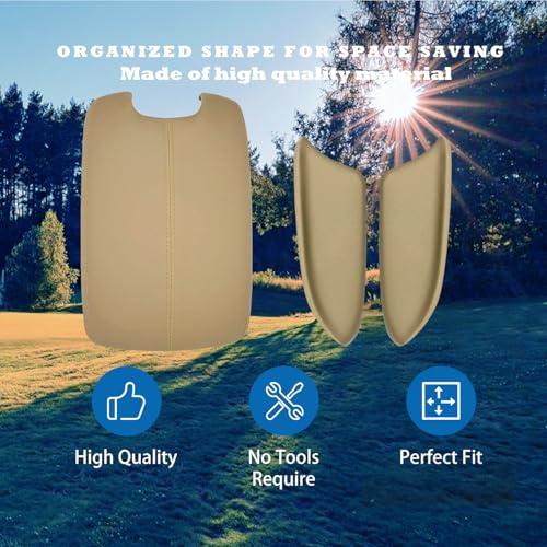 Compatible with Center Console Lid Armrest Honda Accord Replacement Cover 2008 2009 2010 2011 2012 Center Console Cover (Beige(Center & Front)) - color: Beige(Center & Front)