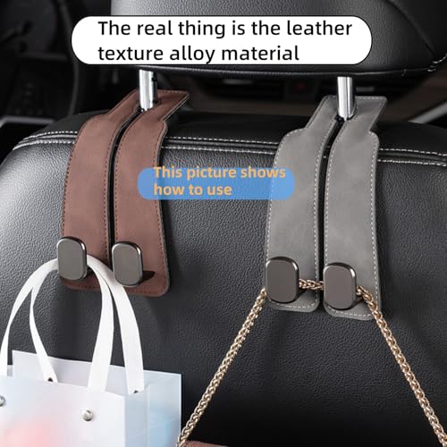 Coozyland Car Hooks, Coozy Land Metal Multi-Function Leather Car Headrest Hooks, Universal Double Hook Car Seat Back Storage Hooks for Wallets, Handbags, Bottles, Trash Bags, etc(White 2-Pack) - color: White 2-pack