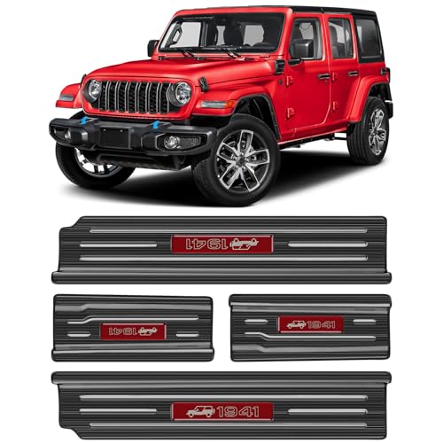 Upgraded Door Sill Guards Compatible with Jeep Wrangler JL JLU 2018-2025 2026 & Gladiator JT 2020-2025 2026 Accessories Stainless Steel Door Entry Guard (4-Door Brushed Black) - size: 4-Door Brushed Black