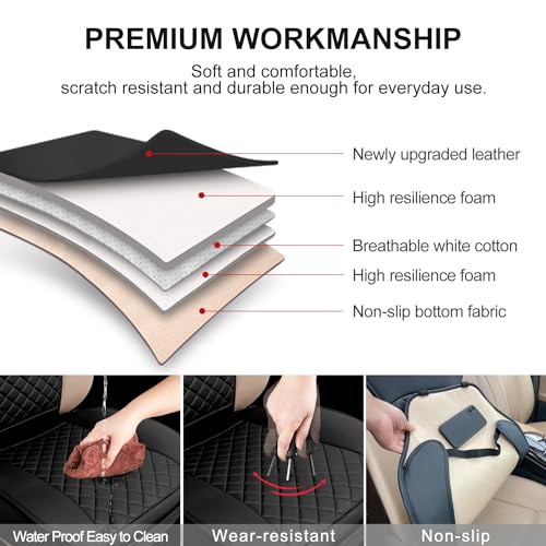 BEITK 2 Pack Leather Front Seat Covers, Universal Sideless Car Seat Protectors, Waterproof Automotive Seat Cover for Most Cars Trucks SUV(Black) - color: only front pair black