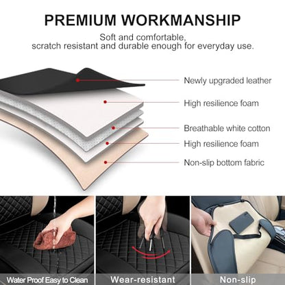 BEITK 2 Pack Leather Front Seat Covers, Universal Sideless Car Seat Protectors, Waterproof Automotive Seat Cover for Most Cars Trucks SUV(Black) - color: only front pair black