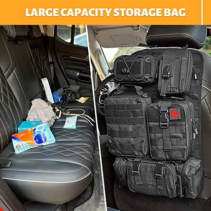 MAIKER Tactical Car Seat Back Organizer, Upgrade Tactical Vehicle Panel Organizer with 5 Detachable Molle Pouch, Universal fits for Most of Vehicle Black - color: Black
