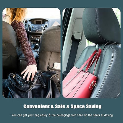 Car Seat Headrest Hooks Vehicle Storage Organizer for Purses Handbags Groceries Coats – Holds 55 lbs 360° Rotating Checkered Pattern Design 4 Pack (Black Checkered) - color: Black Checkered