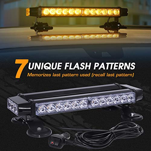 LINKITOM Roof Top LED Strobe Light Bar -Double Side Amber 30 LED Emergency Hazard Safety Warning Flashing Beacon Lighting Bar with Magnetic Base for Snow Plow, Trucks, Construction Vehicles