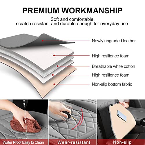 1 Pack Leather Front Car Seat Cover, Universal Sideless Car Seat Protector with Storage Pocket and Seat Belt Pad, Waterproof Automotive Seat Cover Cars Trucks SUV(Grey) - color: front 1pcs gray