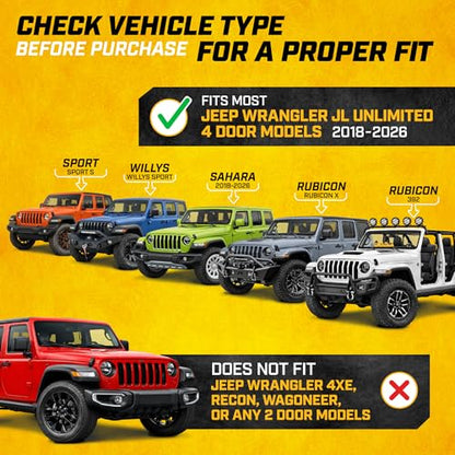 Cat® JustFit™ 3D Floor Mats for Jeep Wrangler JL 2018–2026 Custom Fit All Weather Floor Liners, Heavy Duty Rubber Mats for Jeep Wrangler Unlimited (Not for PHEV or JK) Accessories for Full Protection - style: Jeep Wrangler 4WD (2018-2026)