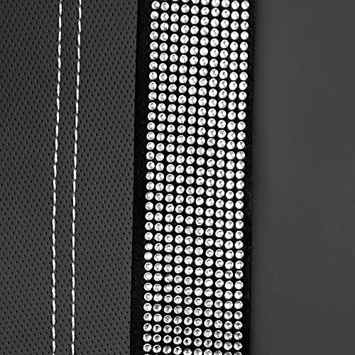 CAR PASS Bling Rhinestone&Leather Back Seat Cover, Waterproof Bench Rear Seat Cover Shining Diamond Universal Fit Automotive Glitter Crystal Sparkle Strips for Kid Women Girl, Silver Diamond - color: Silver Rear, size: Rear Seats