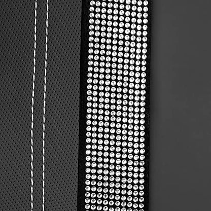 CAR PASS Bling Rhinestone&Leather Back Seat Cover, Waterproof Bench Rear Seat Cover Shining Diamond Universal Fit Automotive Glitter Crystal Sparkle Strips for Kid Women Girl, Silver Diamond - color: Silver Rear, size: Rear Seats