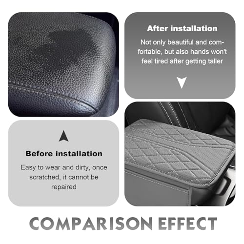 Car Center Console Cover, Leather Automotive Armrest Cushion with 2 Storage Bags, Breathable Armrest Cover, Universal Waterproof Arm Rest Protection Pad for SUV, Sedan, Truck (Gray) - color: Gray