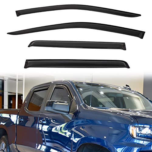 Window Visor Rain Guards Compatible with 2019-2022 Chevy Silverado/Sierra 1500 Double/Extended Cab with Small Size Rear Doors Tape-On Wind Deflectors Vent Visors for Trucks Accessories - size: for 2019-2022 Silverado/Sierra Extended Cab
