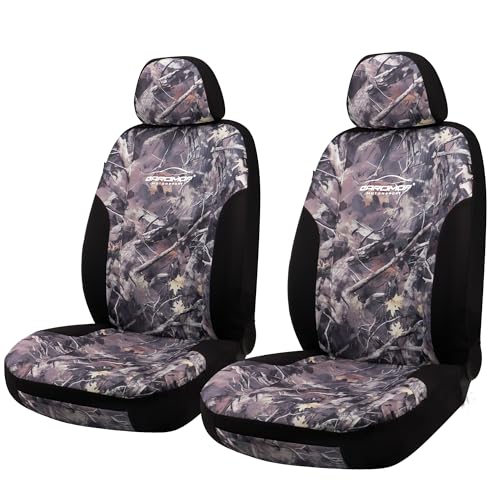 CAROMOP Premium Camo Front Seat Covers – Waterproof Wear Resistant Neoprene & Oxford Fabric, Airbag Compatible, Universal Fit for Cars, Vans, Trucks & SUV