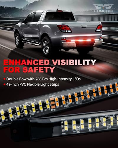 LUMENIX 49" Inch Strobe Light Strips, Back Window | Tailgate White Red Warning Emergency Flashing Firefighter Double Row LED Strip Flexible Lights Bar w/Controller for Fire Trucks POV Vehicles - 1PC - color: White Red