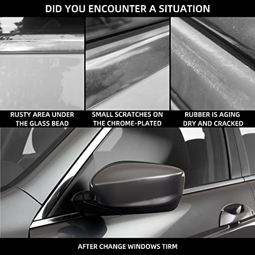 Dasbecan 4Pcs Weatherstrip Window Seal Chrome Car Window Moulding Trim Compatible with Honda Accord 2008-2012 Replaces#72410-TA0-A01 72450-TA0-A01 72910-TA0-A01 72950-TA0-A01
