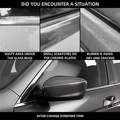 Dasbecan 4Pcs Weatherstrip Window Seal Chrome Car Window Moulding Trim Compatible with Honda Accord 2008-2012 Replaces#72410-TA0-A01 72450-TA0-A01 72910-TA0-A01 72950-TA0-A01