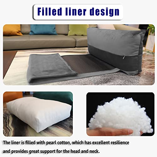 Adjustable Headrest Pillow for Recliners and Armchairs - Non-Slip Velvet Cushion for Neck Support and Pain Relief (Gray) - color: Gray