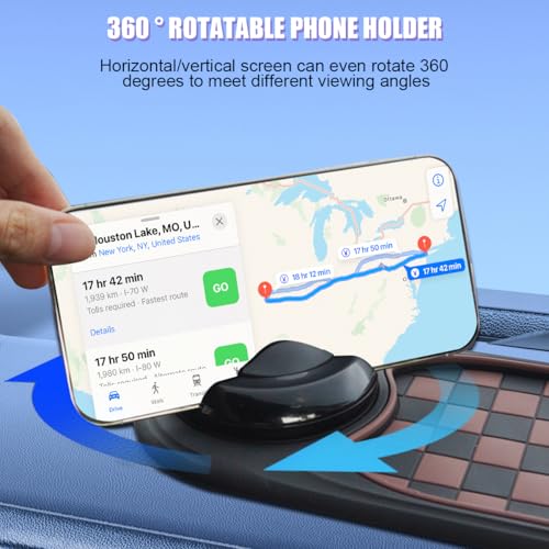 Multifunctional Car Anti-Slip Pad, 3 in 1 Rotatable Non-Slip Vehicle Dashboard Mat with Phone Holder & Temporary Parking Number, Dash Storage Pad for Key Gadget, Universal Fit (Brown/Black) - color: Brown/Black