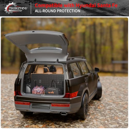 Cargo Mat Compatible with 2024 2025 2026 Hyundai Santa Fe Trunk Liner Cargo Liner TPE All Weather Back Seat Cover Protector Santa Fe Accessories (2024-2026,Trunk Mat with Backrest Mat) - style: For Hyundai Santa Fe | 2024-2026