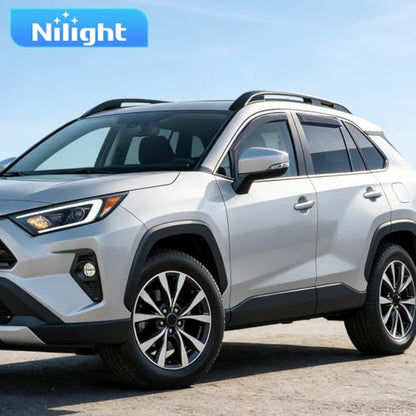 Nilight in-Channel Rain Guards for Toyota RAV4 2019 2020 2021 2022 2023 2024 2025, Light Smoky Blue Side Window Visor Deflectors Vent Shades, Rain Protection & Wind Noise Reduction, 4PCS - color: Toyota RAV4 2019-2025