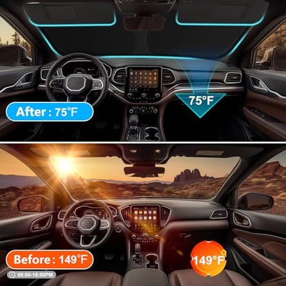 Car Windshield Sun Shade for 2014-2025 2026 Jeep Cherokee Sun Shade for Trailhawk Overland Limited Latitude Altitude Accessories Front Window Sunshade Sun Visor Windshield Cover UV Block - size: For 2014-2026 Jeep Cherokee