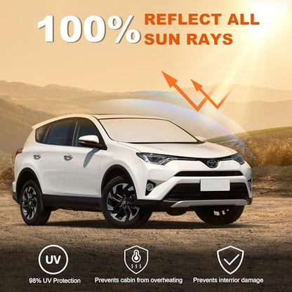 2026 Upgrade Front Windshield Sunshade fit for Toyota RAV4 2013-2018 Reflector Foldable Car Shade Automotive Windshield Sunshades for Toyota RAV4 Windshield Sun Shade |Keeps Your Vehicle Cool| - size: Fit for Toyota RAV4 2013-2018