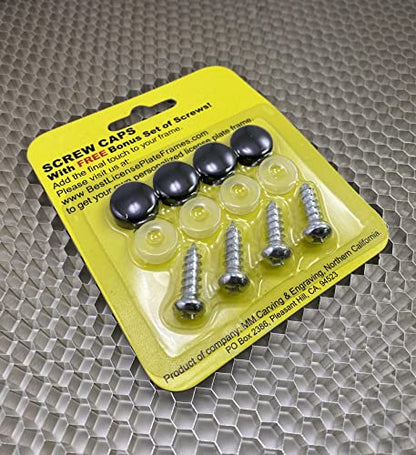 Premium Corrosion-Resistant Stainless Steel Matte Black Powder Coated 2-Hole Standard CAR Heavy Duty License Plate Frame with Free Set of Screws and caps - (Qty: 1 Frame) - size: 1 frame
