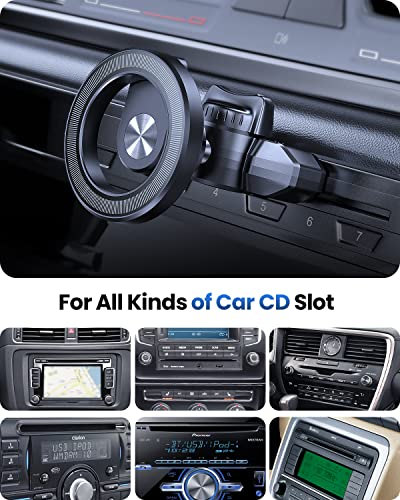 OQTIQ for MagSafe CD Phone Mount[Hollow Ring Design] Magnetic Phone Holder for Car CD Phone Holder Mount for iPhone 16 15 14 13 Pro Max Mini Plus MagSafe Case All Phones - color: Black-Magsafe