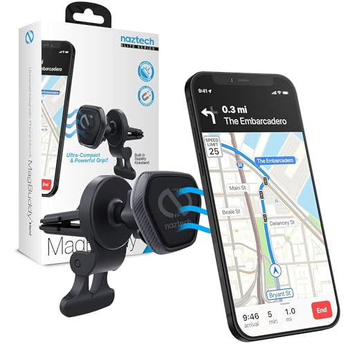 Naztech Magnetic Car Phone Holder Vent - MagBuddy Elite Air Vent Magnetic Phone Mount for Car Magnet Clip Mobile Holder Mount Clip Holders Navigation Bracket Universal Cellphone Automobile Accessories
