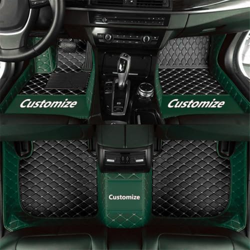 Custom Personalized Floor Mats for Cars，Luxury Full Coverage All Car Floor Mats，Anti-Slip Leather Car Mat Set ，Custom Floor Mats for 99% of Cars, Trucks & SUVs (Edge Dark Green, Black Beige) - color: Edge dark green, black beige